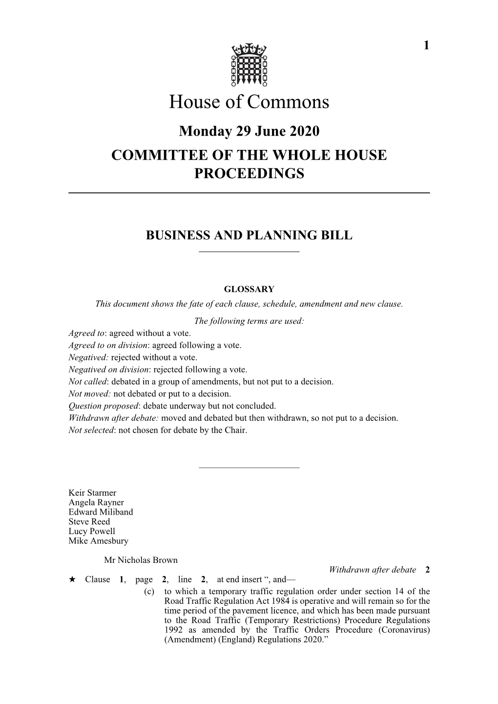 Business and Planning Bill