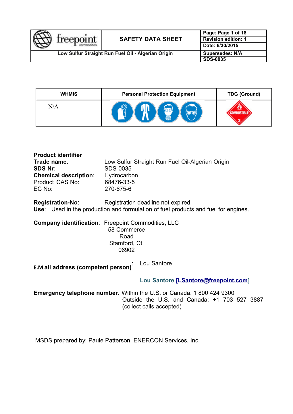 Low Sulfur Straight Run Fuel Oil - Algerian Origin