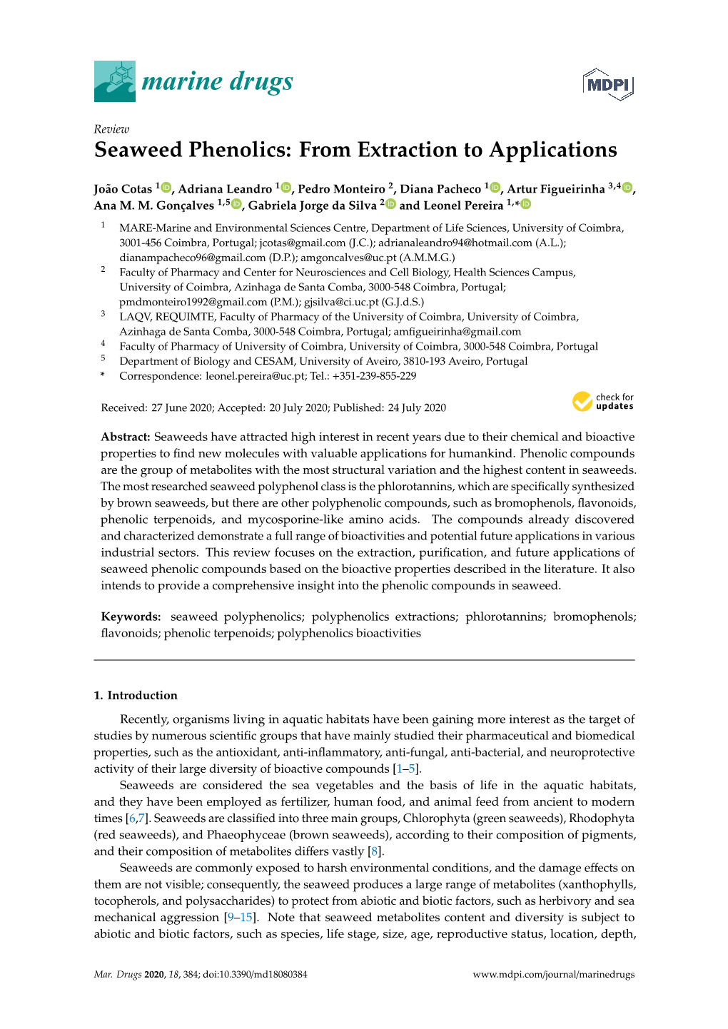 Seaweed Phenolics: from Extraction to Applications