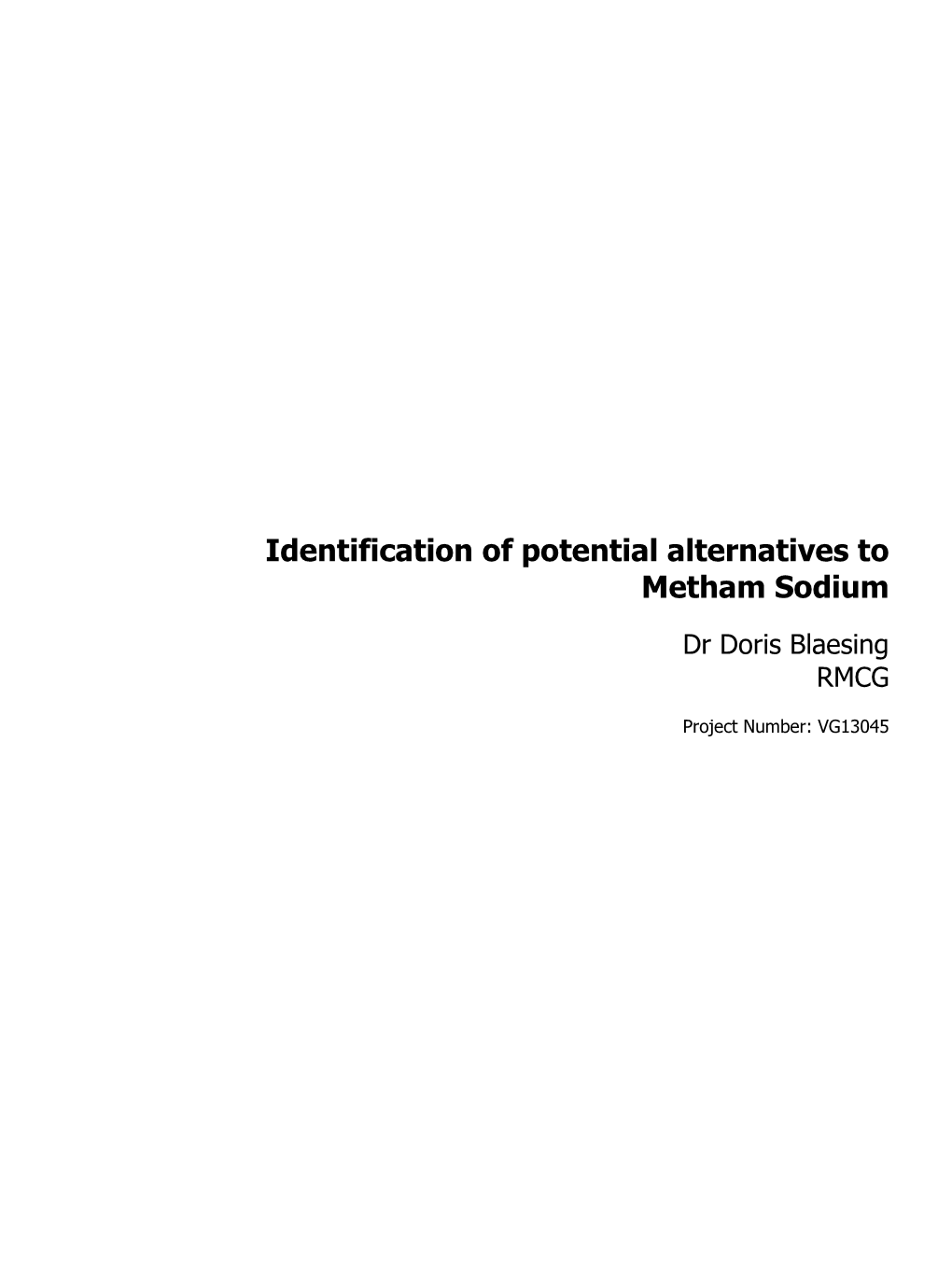 Identification of Potential Alternatives to Metham Sodium