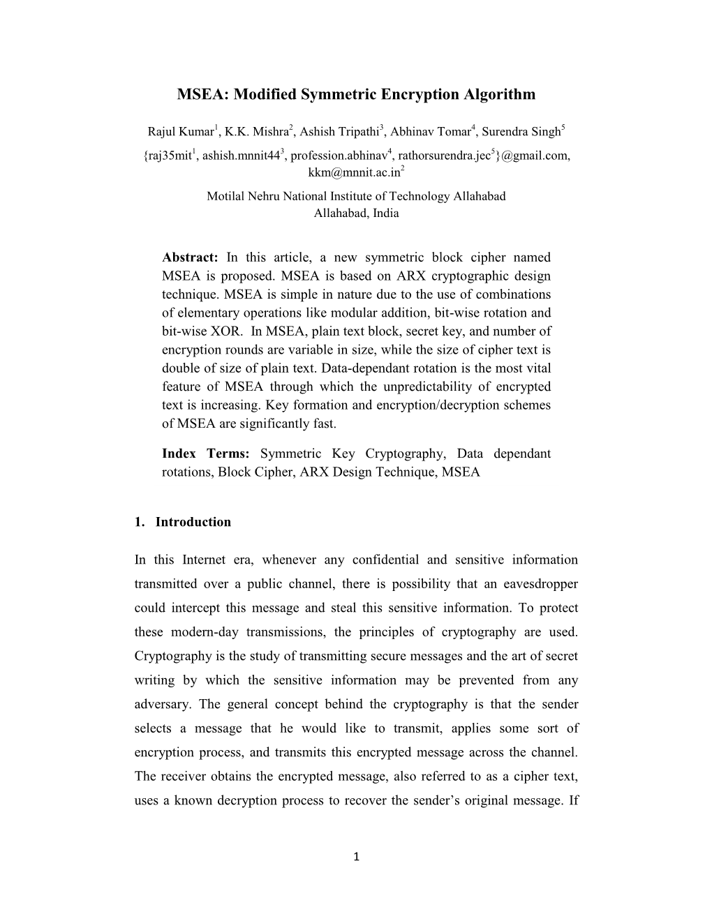 Modified Symmetric Encryption Algorithm