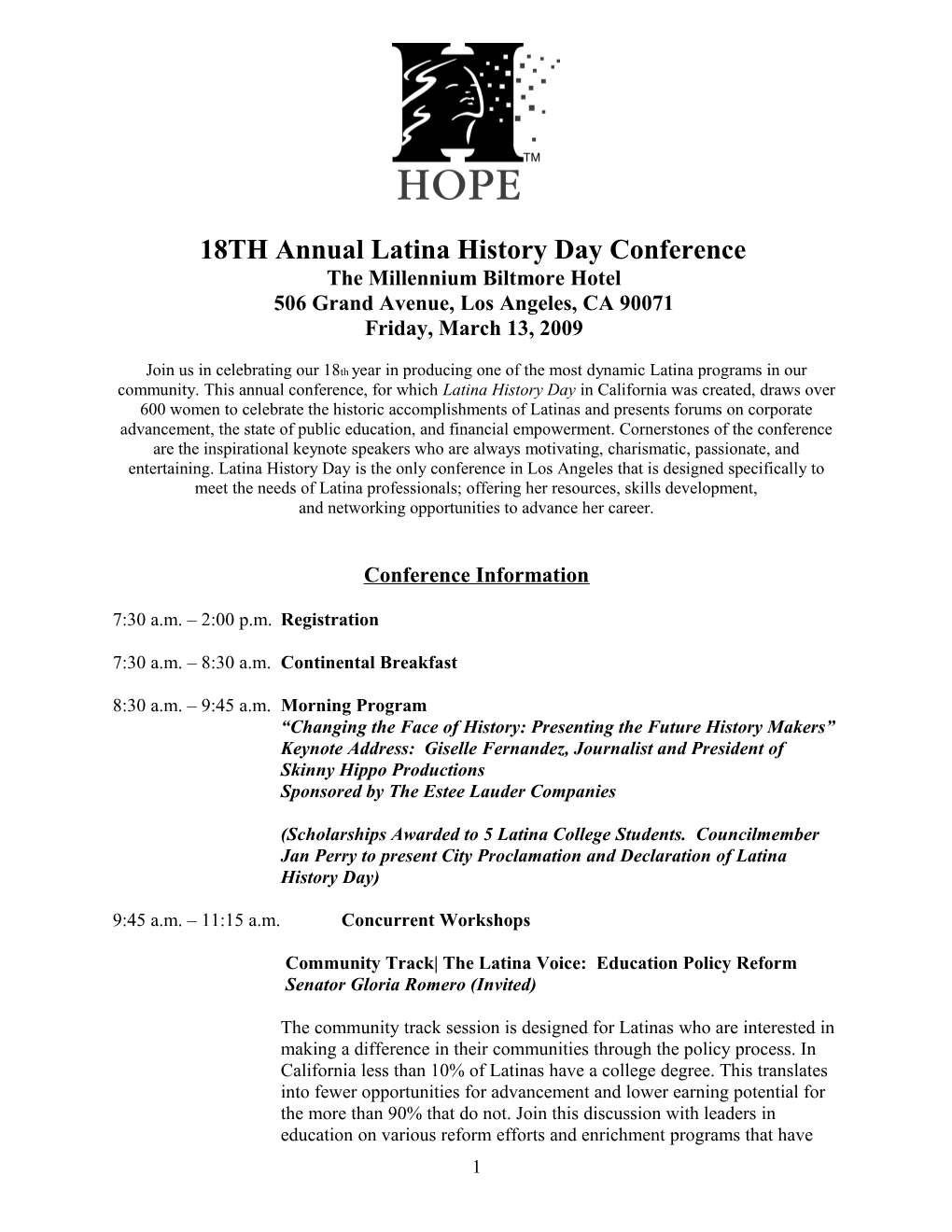 18TH Annual Latina History Day Conference