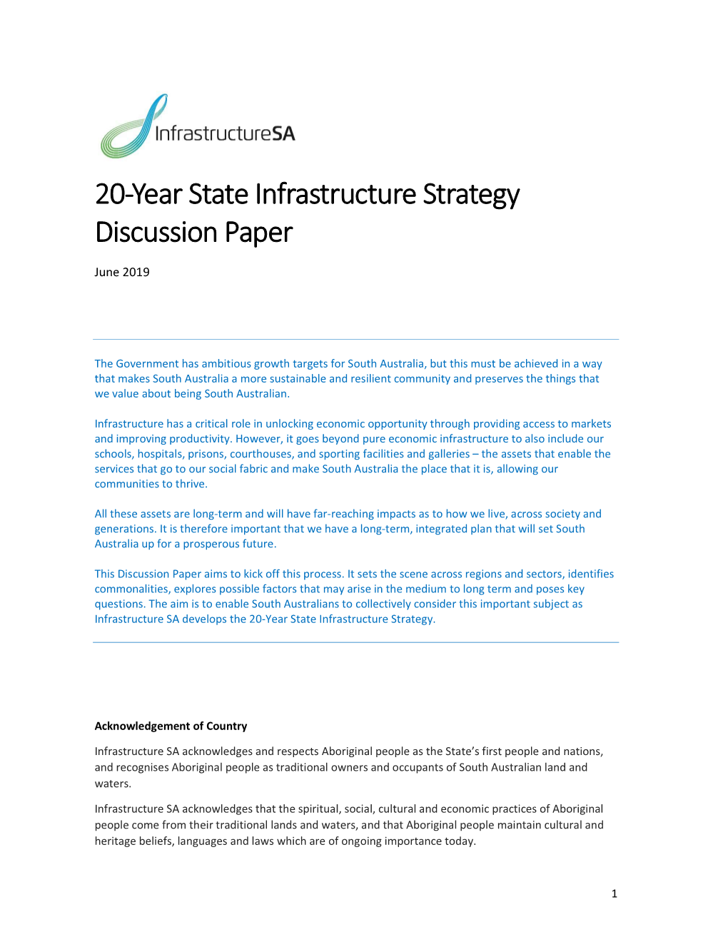 20-Year State Infrastructure Strategy Discussion Paper