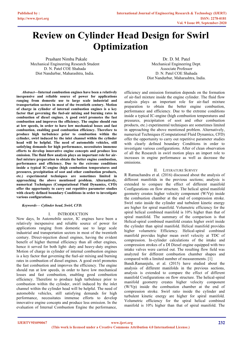 Review on Cylinder Head Design for Swirl Optimization