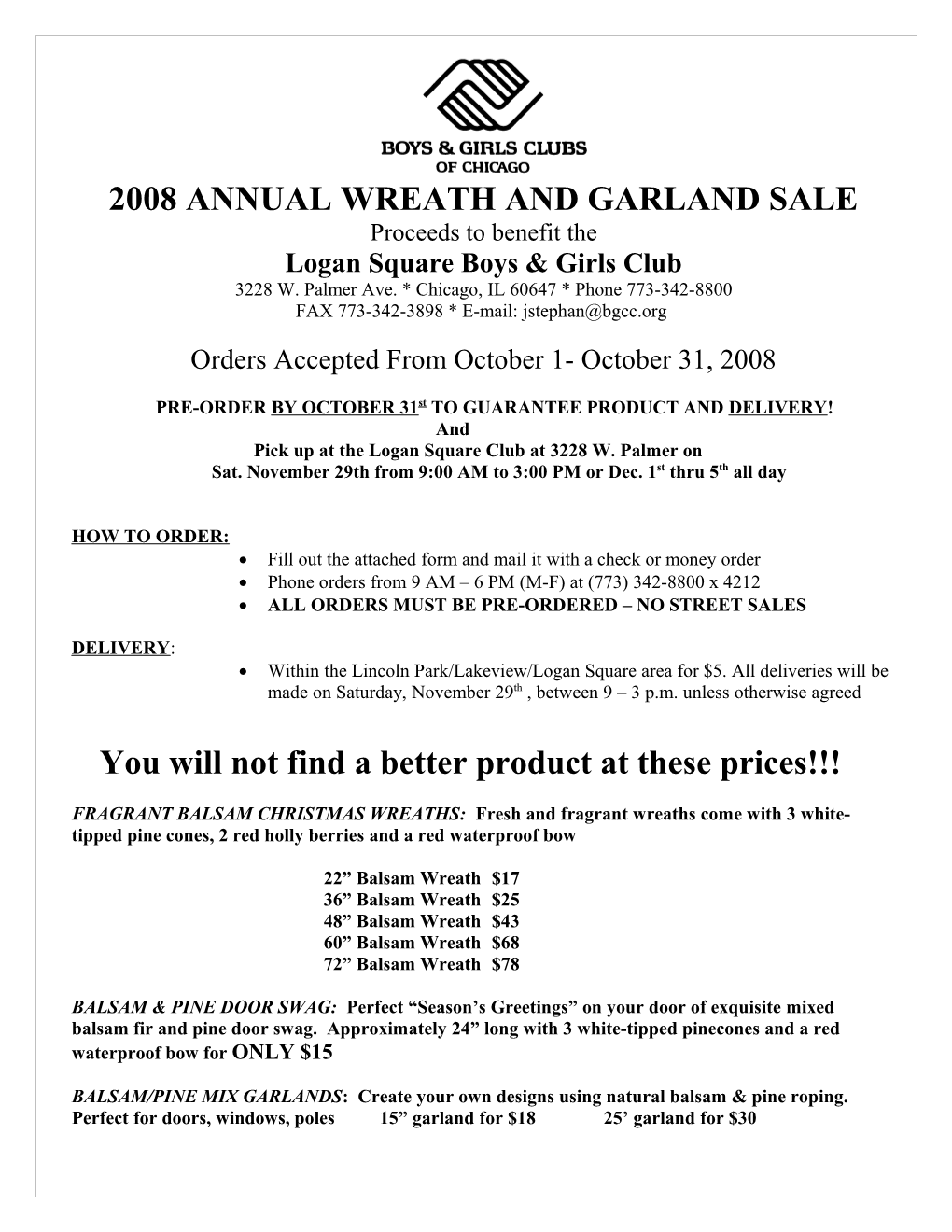 2008 Annual Wreath and Garland Sale