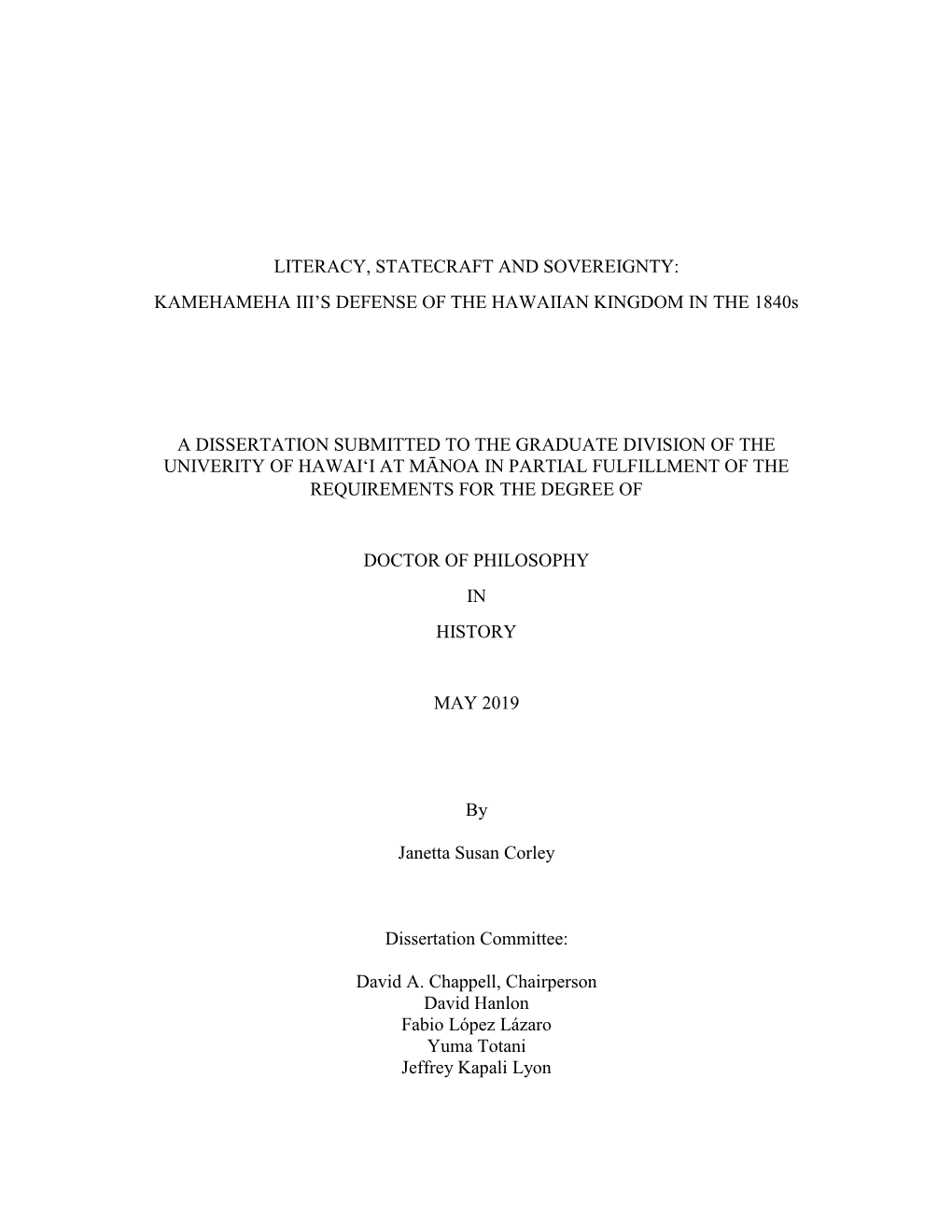 Kamehameha Iii's Defense of the Hawaiian Kingdom in The