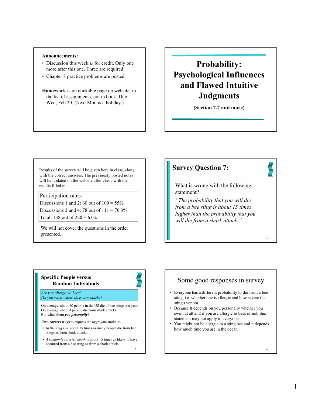 Probability: Psychological Influences and Flawed Intuitive Judgments