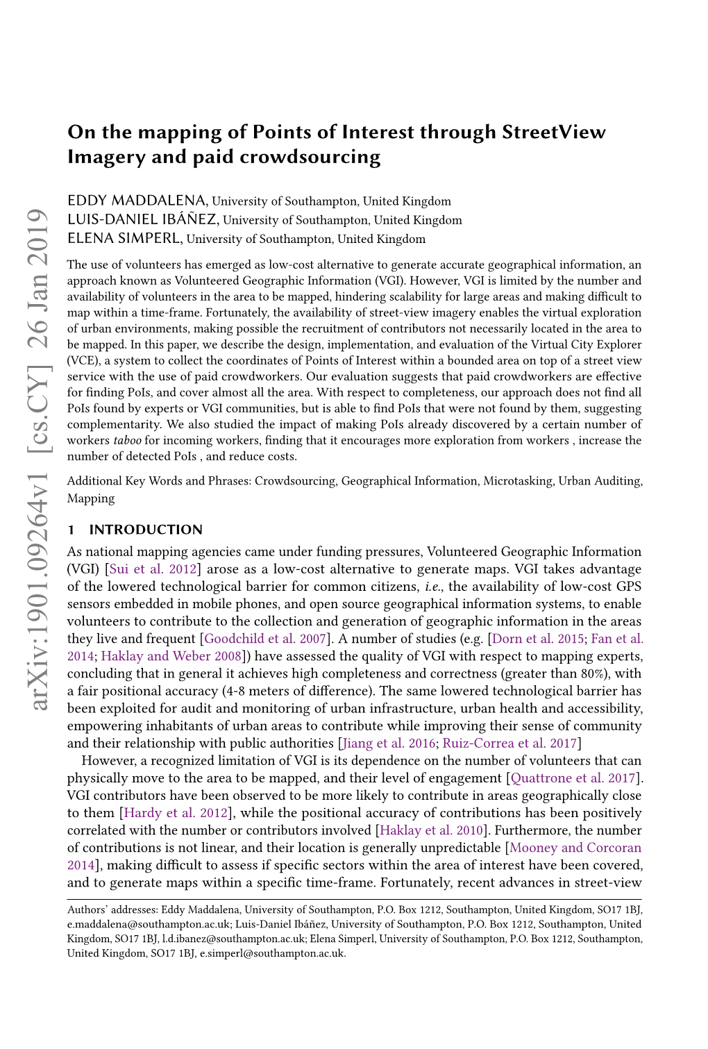 On the Mapping of Points of Interest Through Streetview Imagery and Paid Crowdsourcing