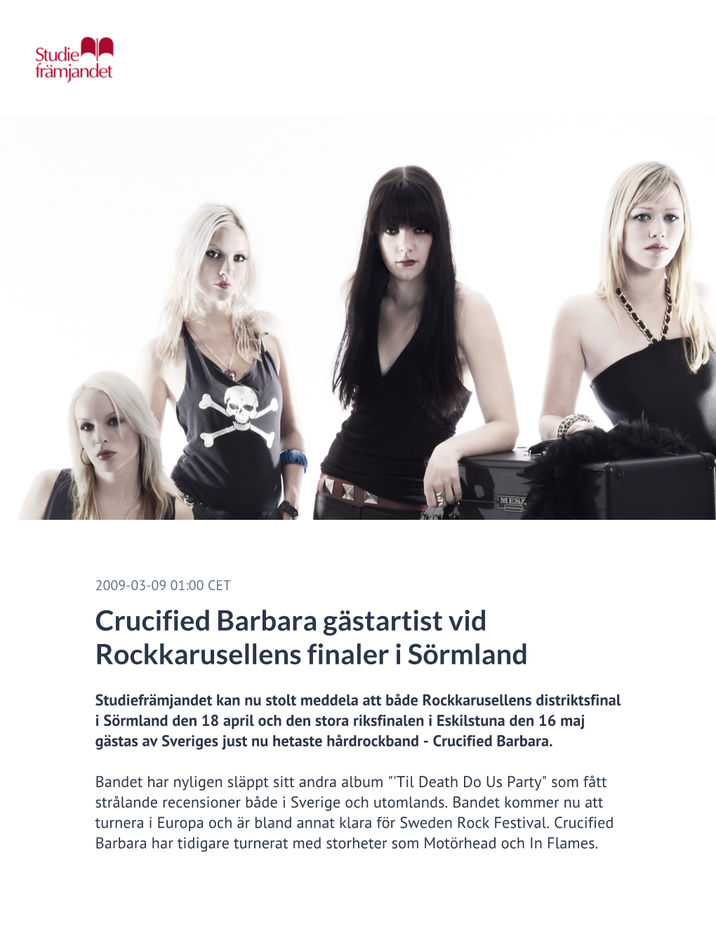 Crucified Barbara Gästartist Vid Rockkarusellens Finaler I Sörmland