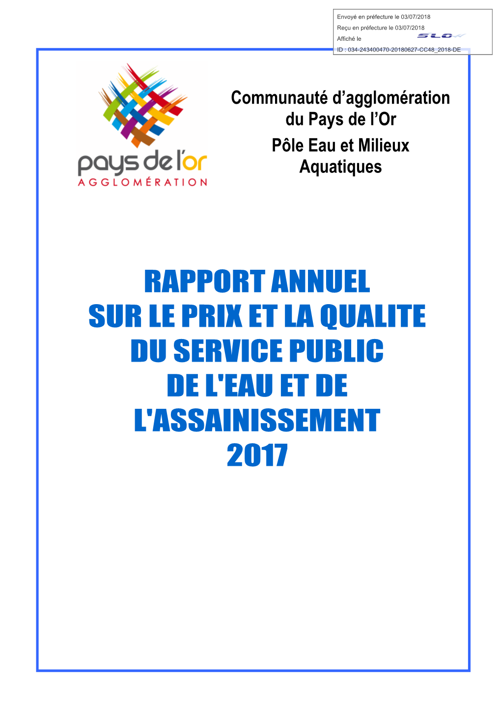 Communauté D'agglomération Du Pays De L'or Pôle Eau Et Milieux Aquatiques