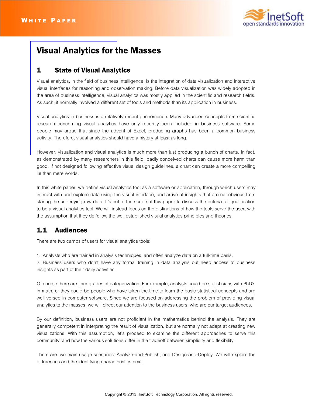 White Paper: Visual Analytics for the Masses