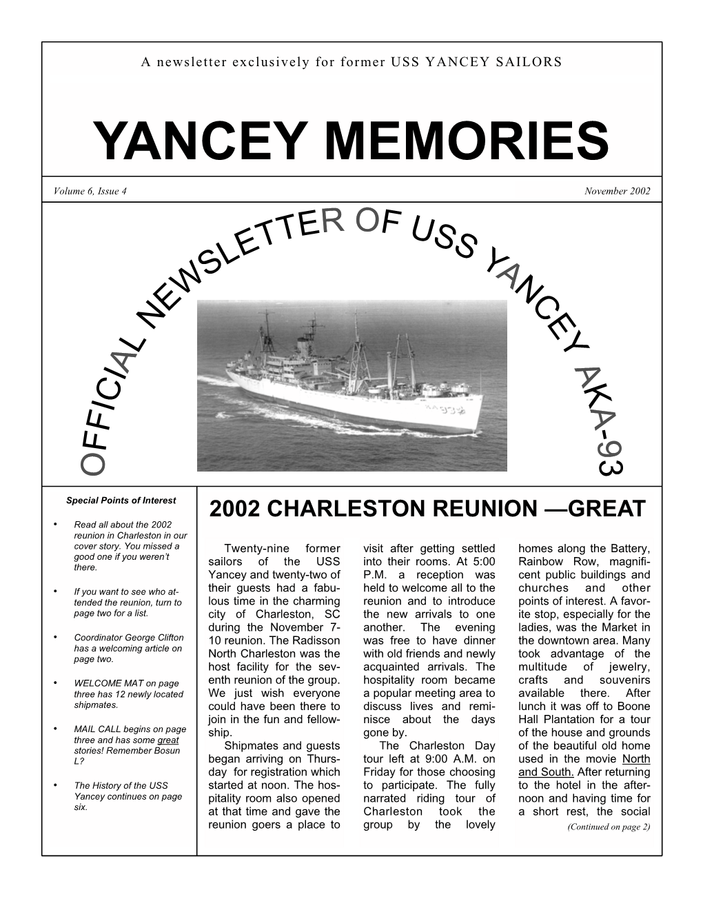 Yancey Memories Newsletter