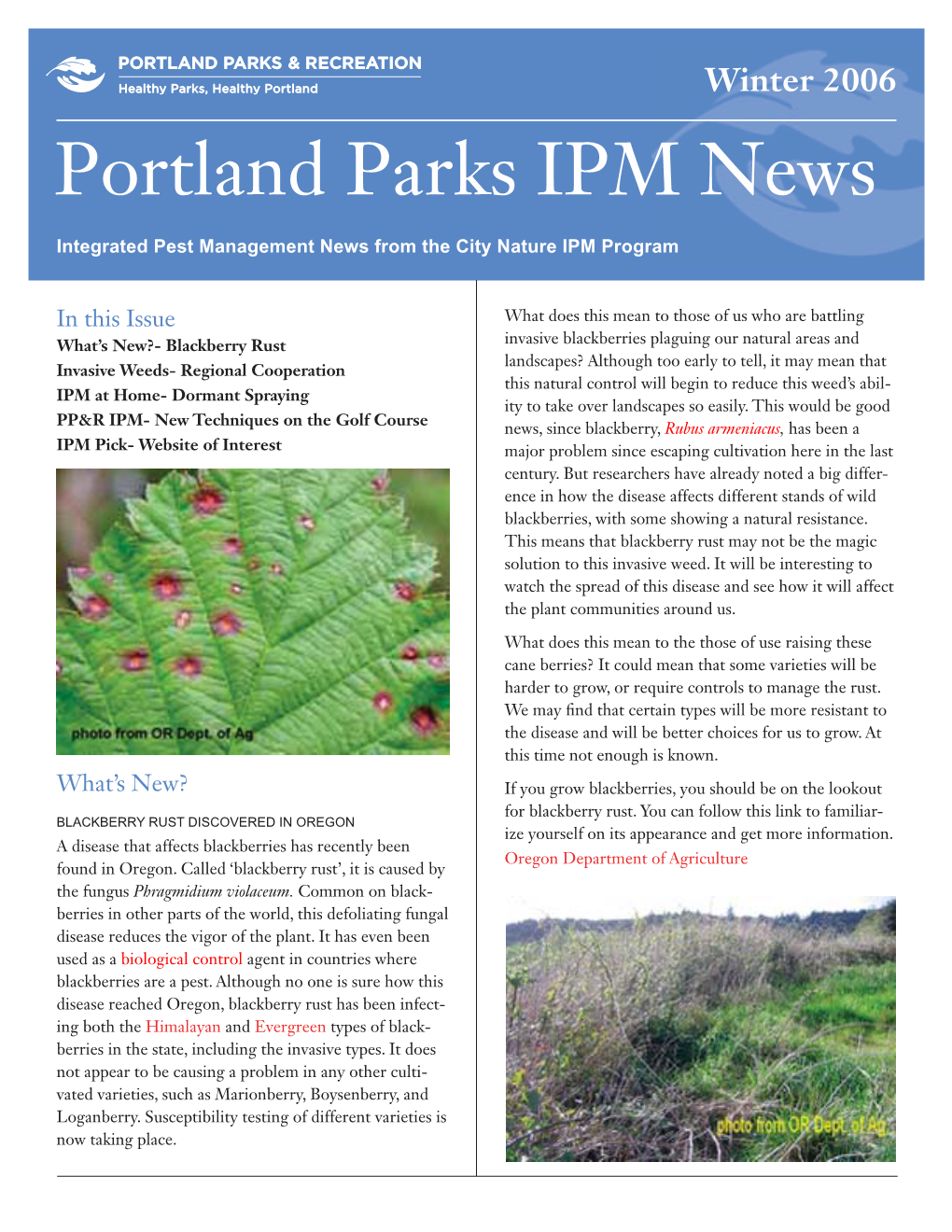 Portland Parks IPM News