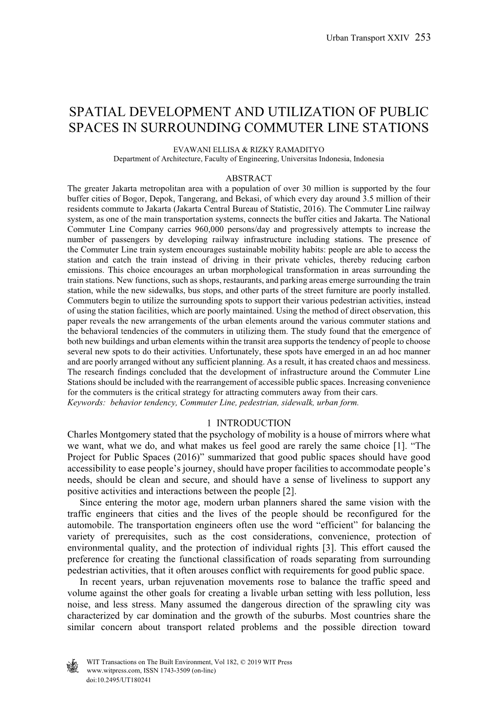 Spatial Development and Utilization of Public Spaces in Surrounding Commuter Line Stations