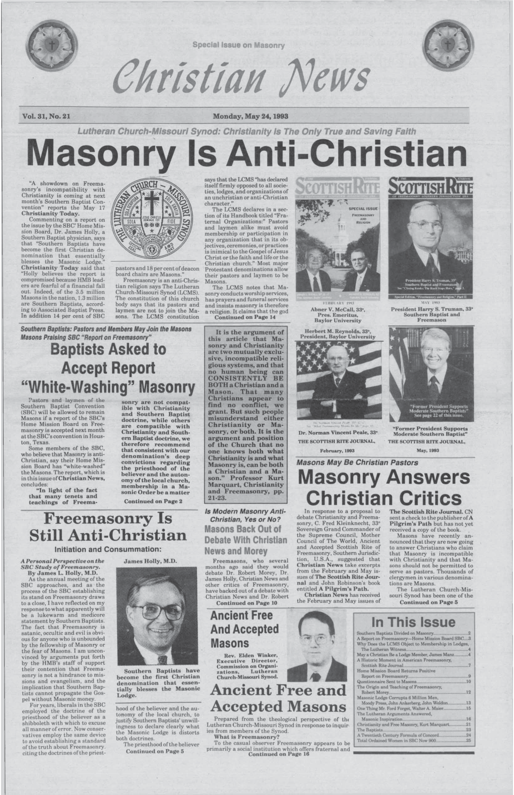 Freemasonry Is an Anti-Chris- Masons