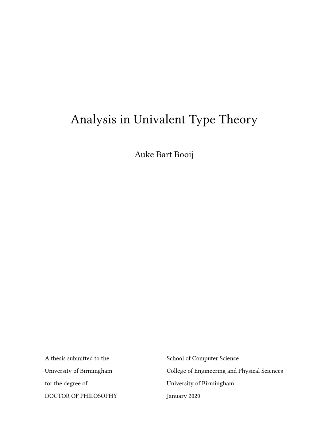 Analysis in Univalent Type Theory