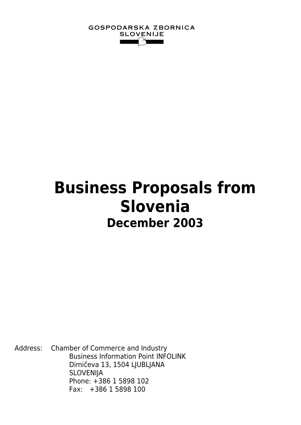 Business Proposals from Slovenia