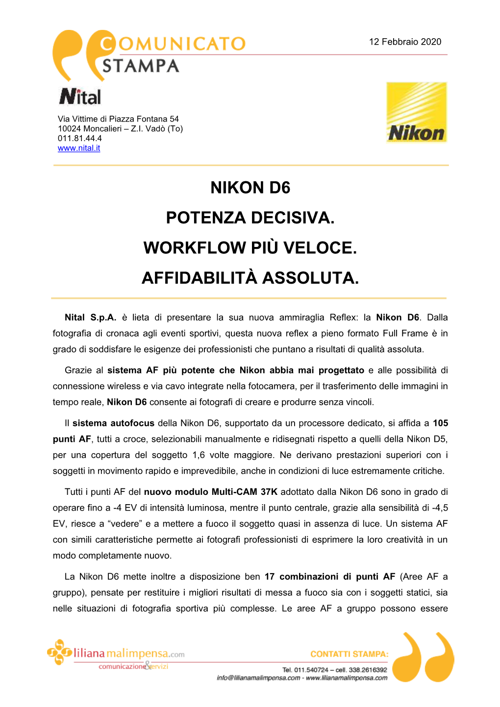 Nikon D6 Potenza Decisiva