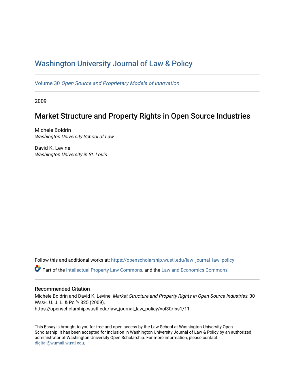 Market Structure and Property Rights in Open Source Industries