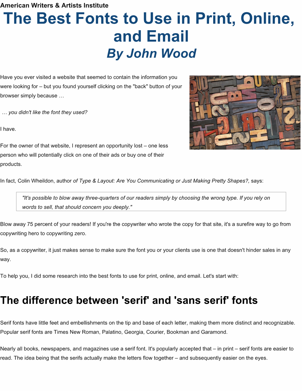 The Best Fonts to Use in Print, Online, and Email by John Wood