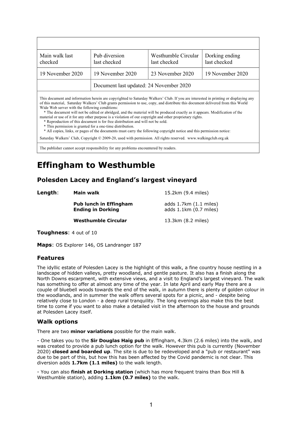 Effingham to Westhumble