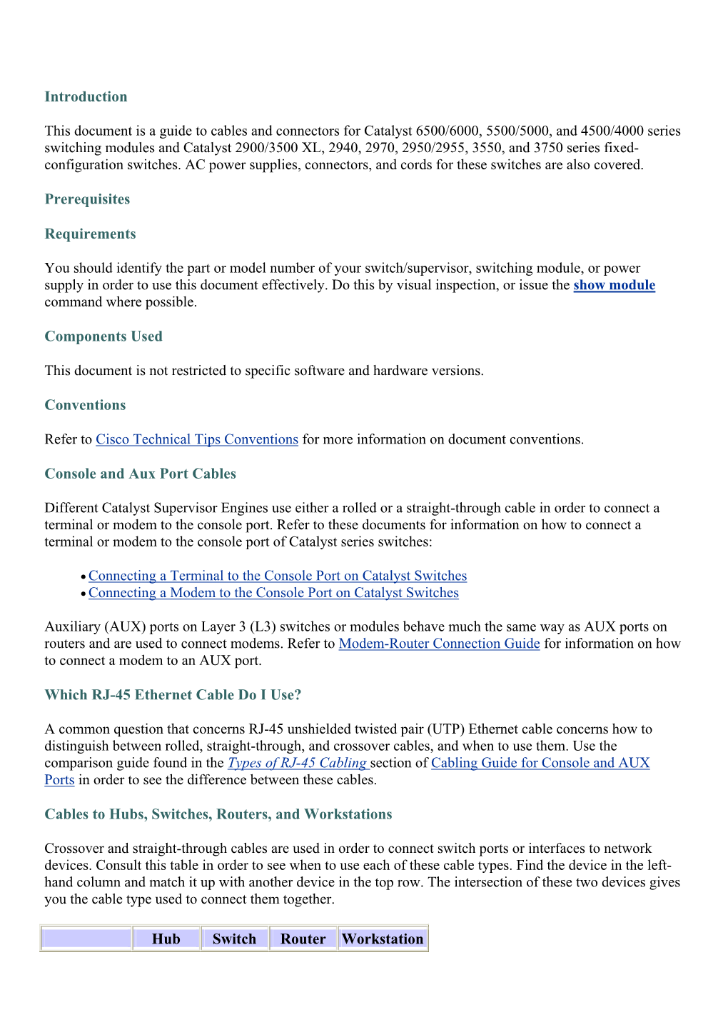 Introduction This Document Is a Guide to Cables and Connectors For