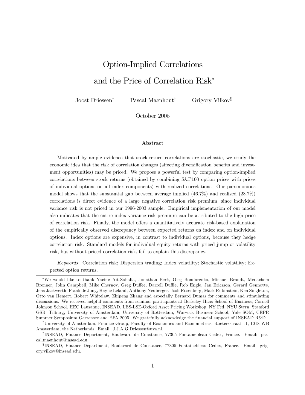 Option-Implied Correlations and the Price of Correlation Risk∗