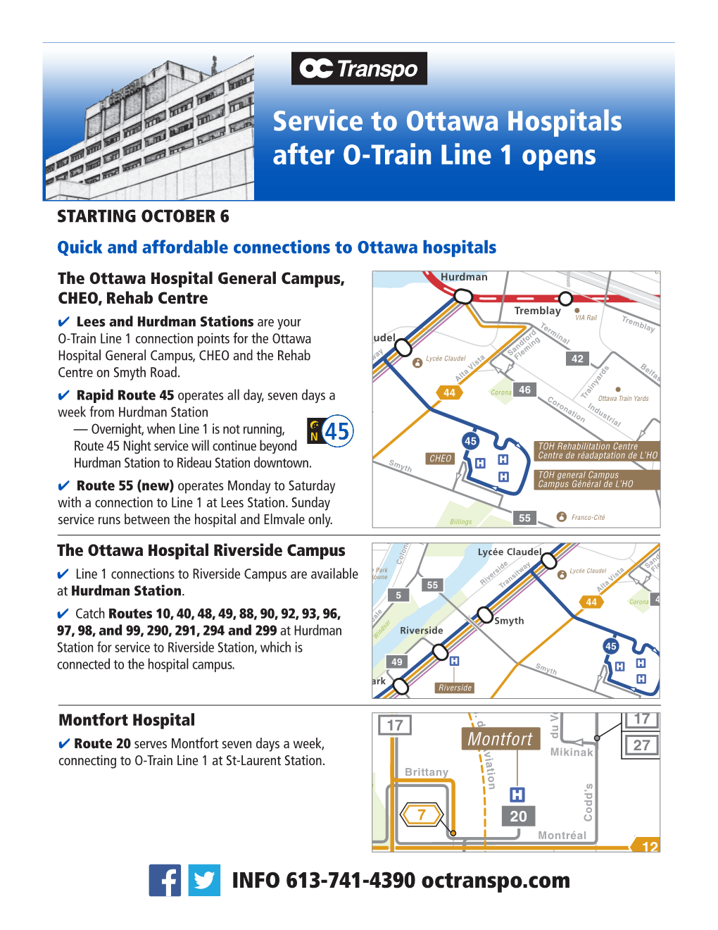 Service to Ottawa Hospitals After O-Train Line 1 Opens