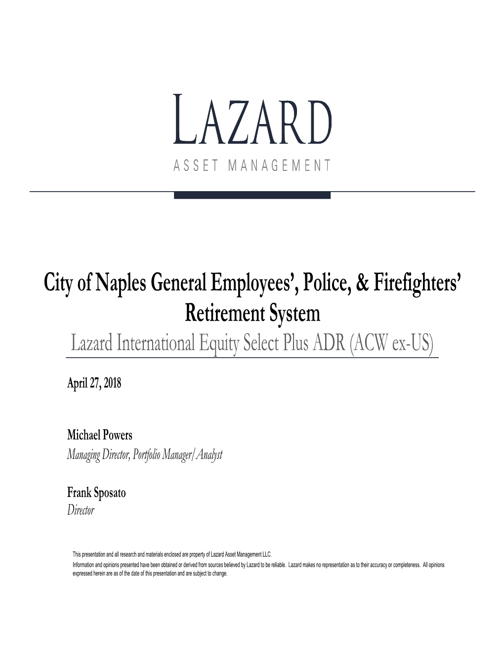 City of Naples General Employees', Police, & Firefighters' Retirement