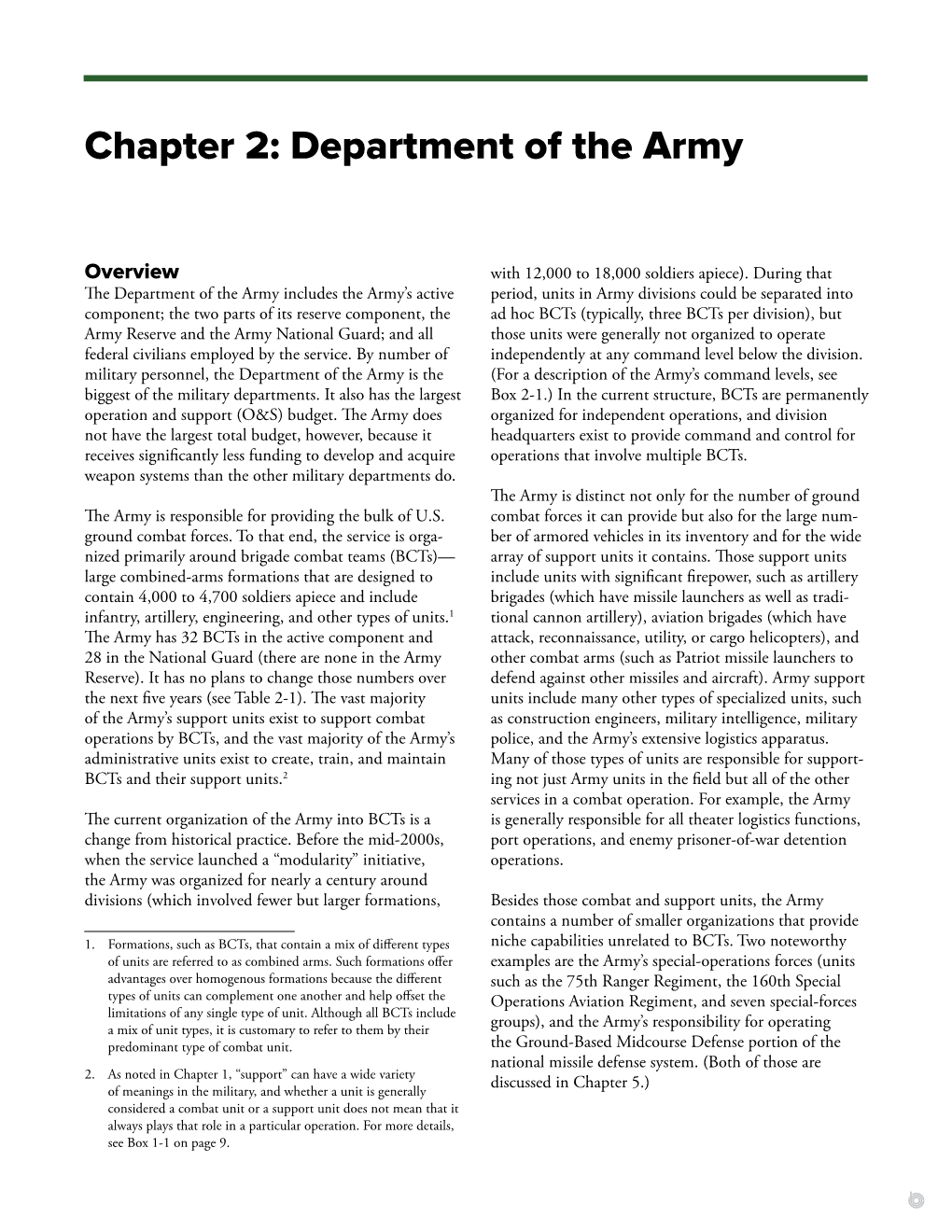 Chapter 2: Department of the Army