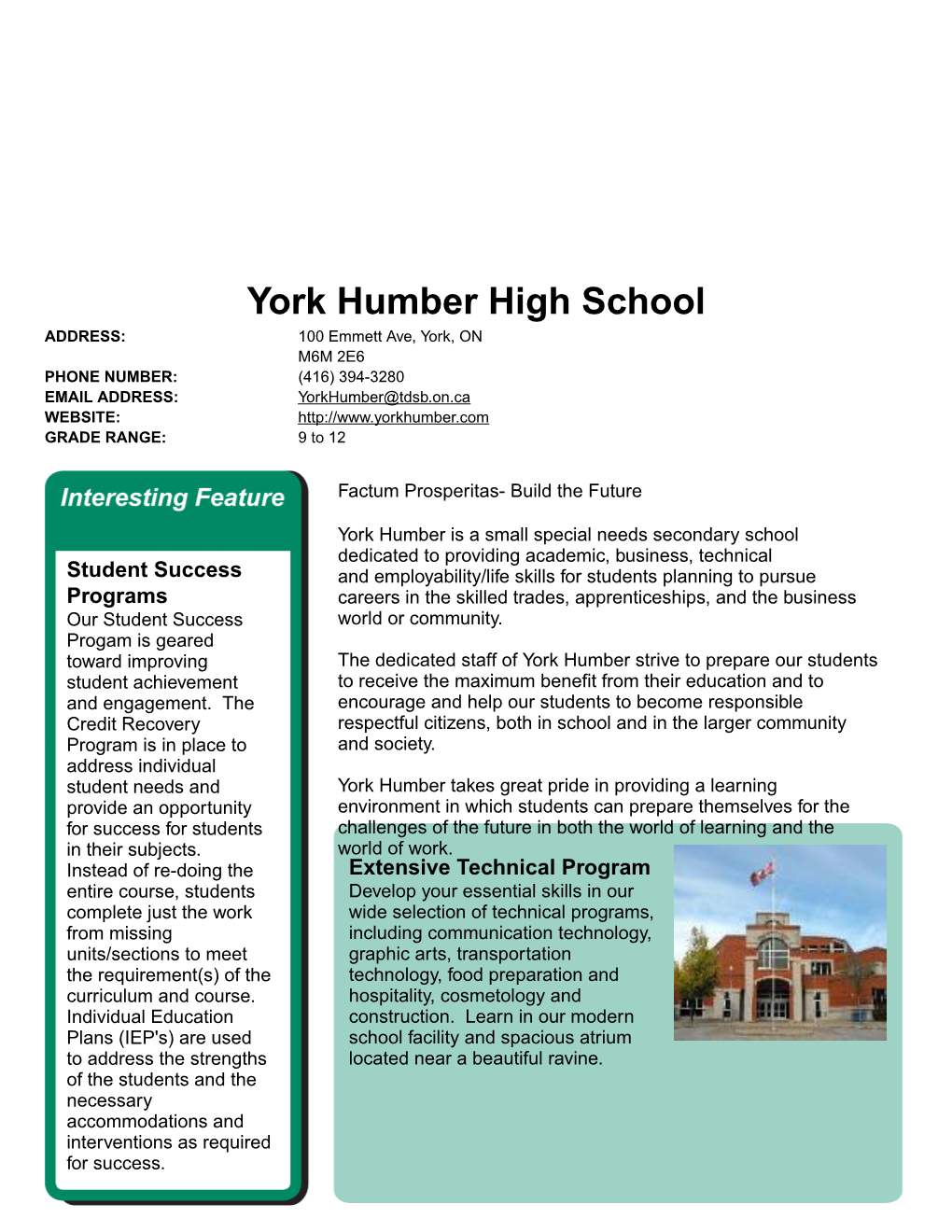 York Humber High School