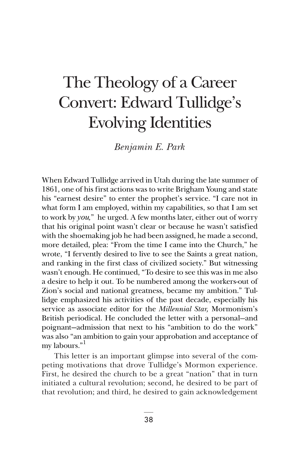 Edward Tullidge's Evolving Identities