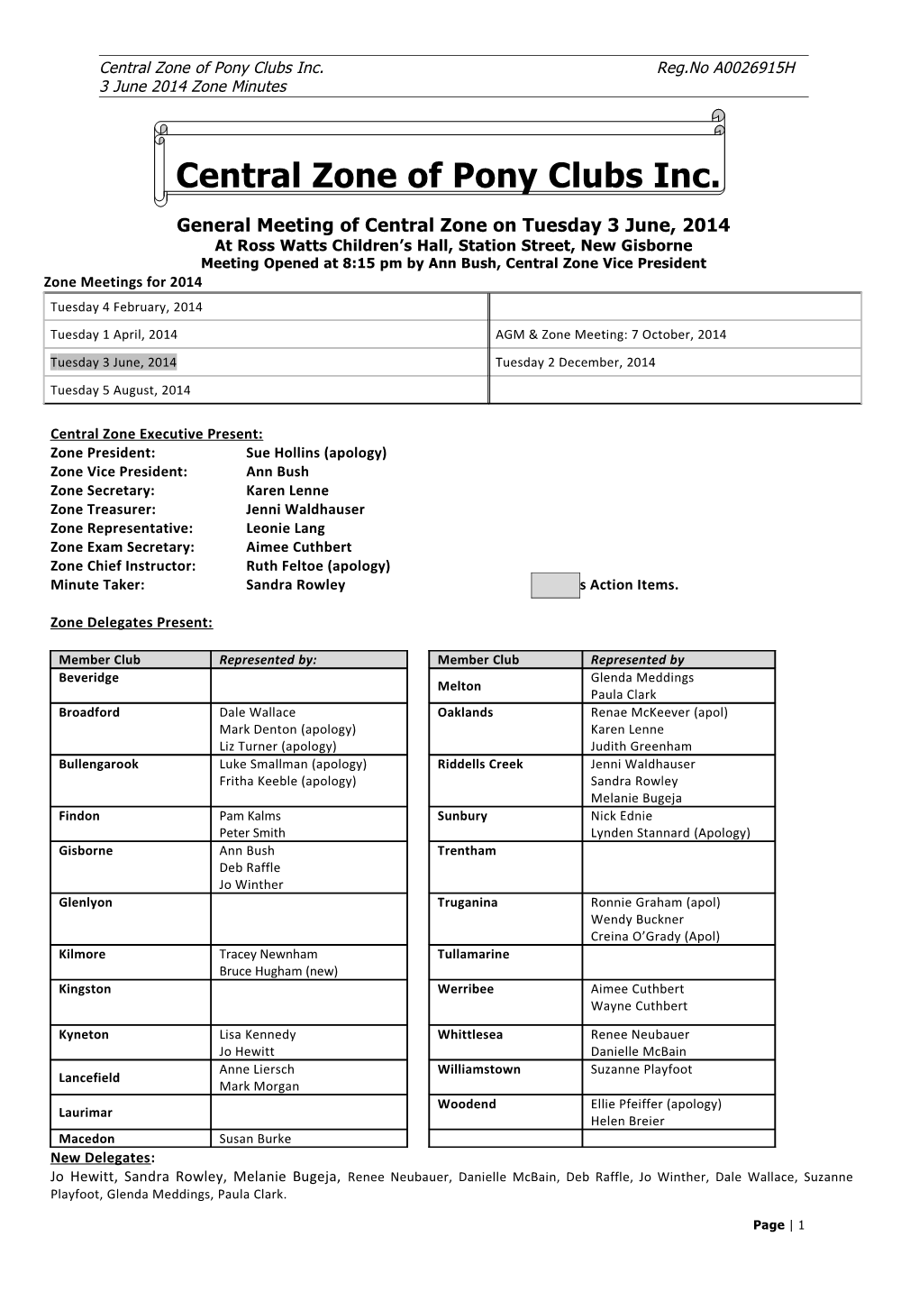 Central Zone of Pony Clubs Inc. Reg.No A0026915H s1