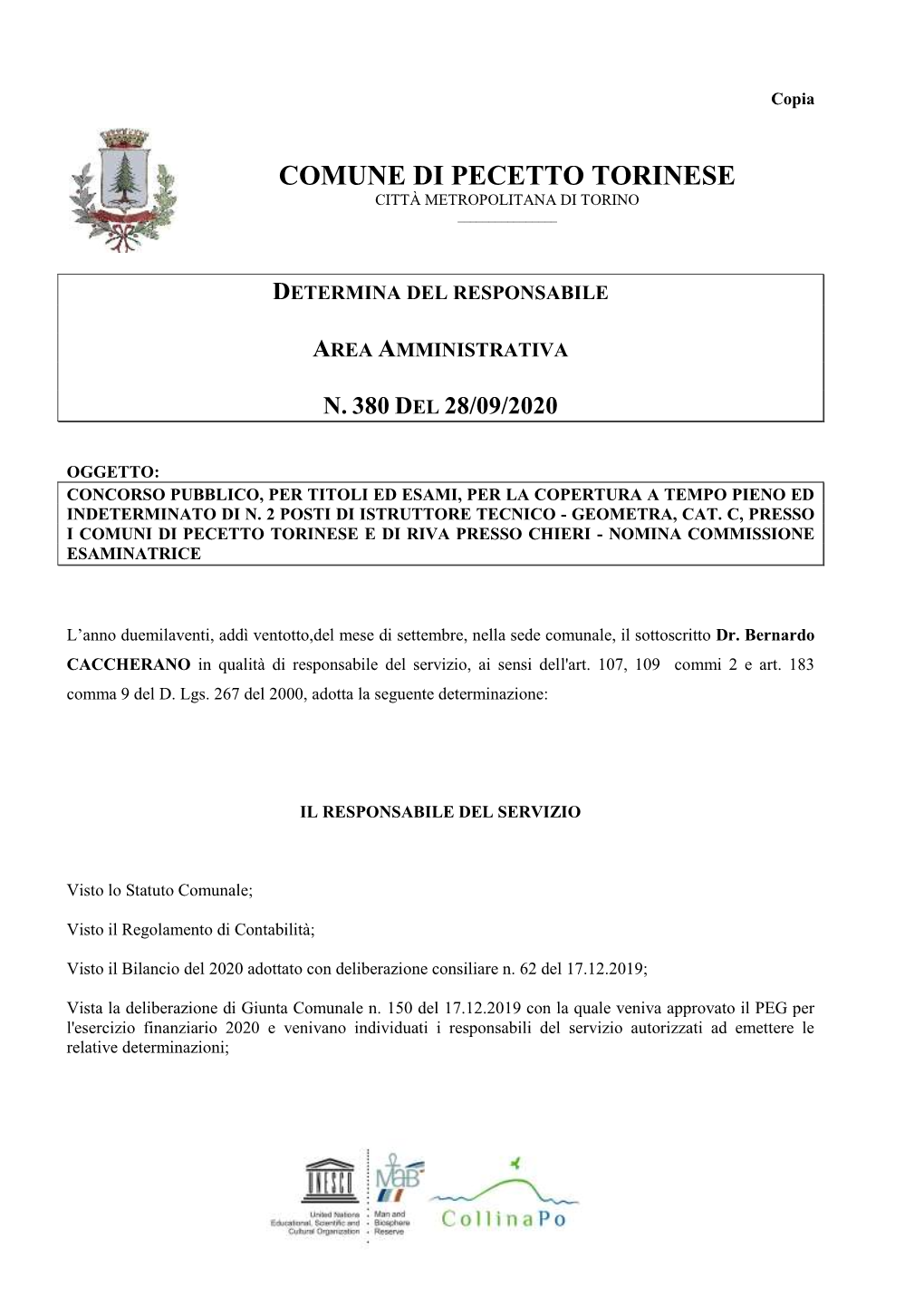 Nomina Commissione Esaminatrice