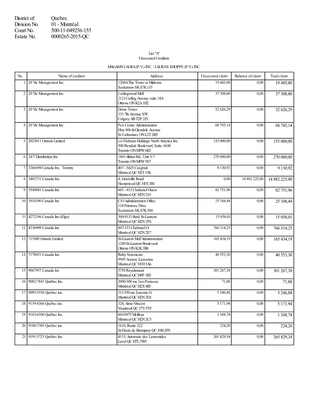 Montréal 500-11-049256-155 0000265-2015-QC