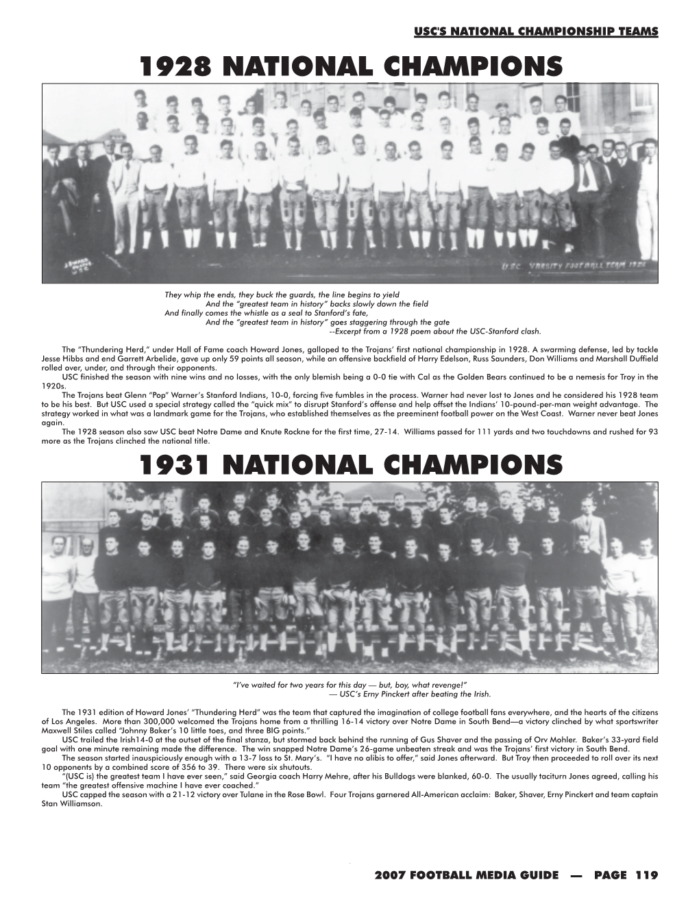 1931 National Champions 1928 National Champions