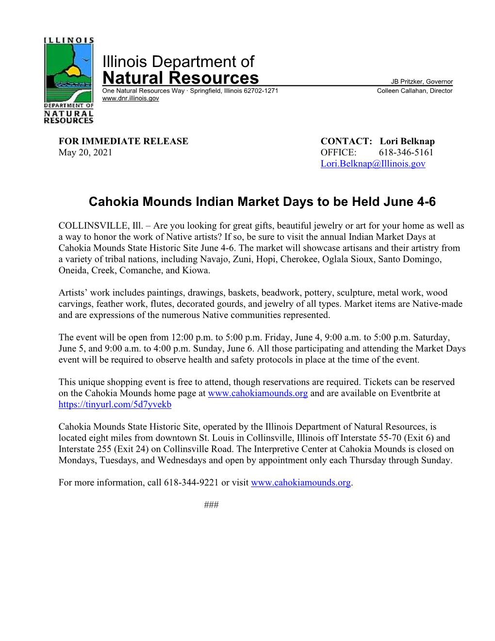 Cahokia Mounds Indian Market Days to Be Held June 4-6