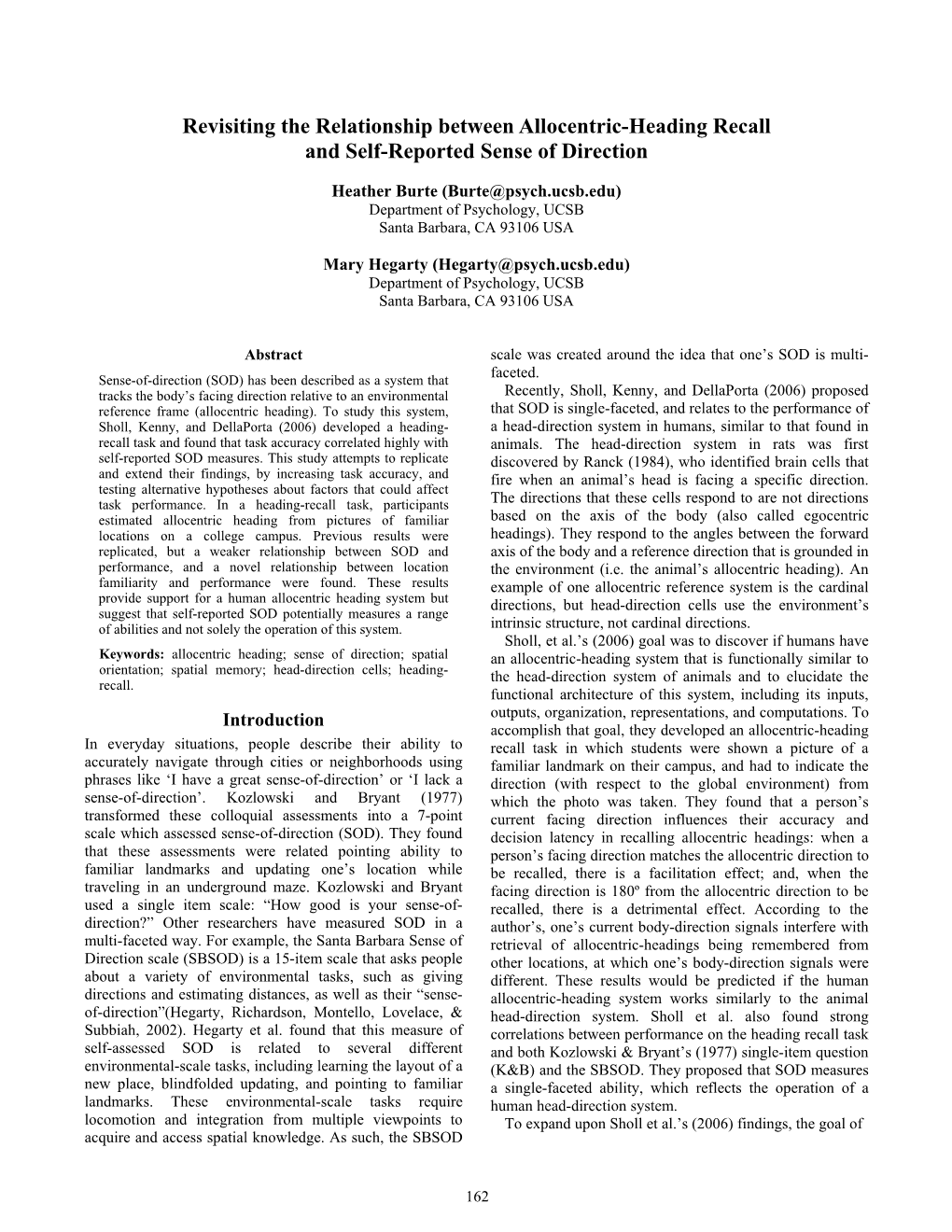 Revisiting the Relationship Between Allocentric-Heading Recall and Self-Reported Sense of Direction