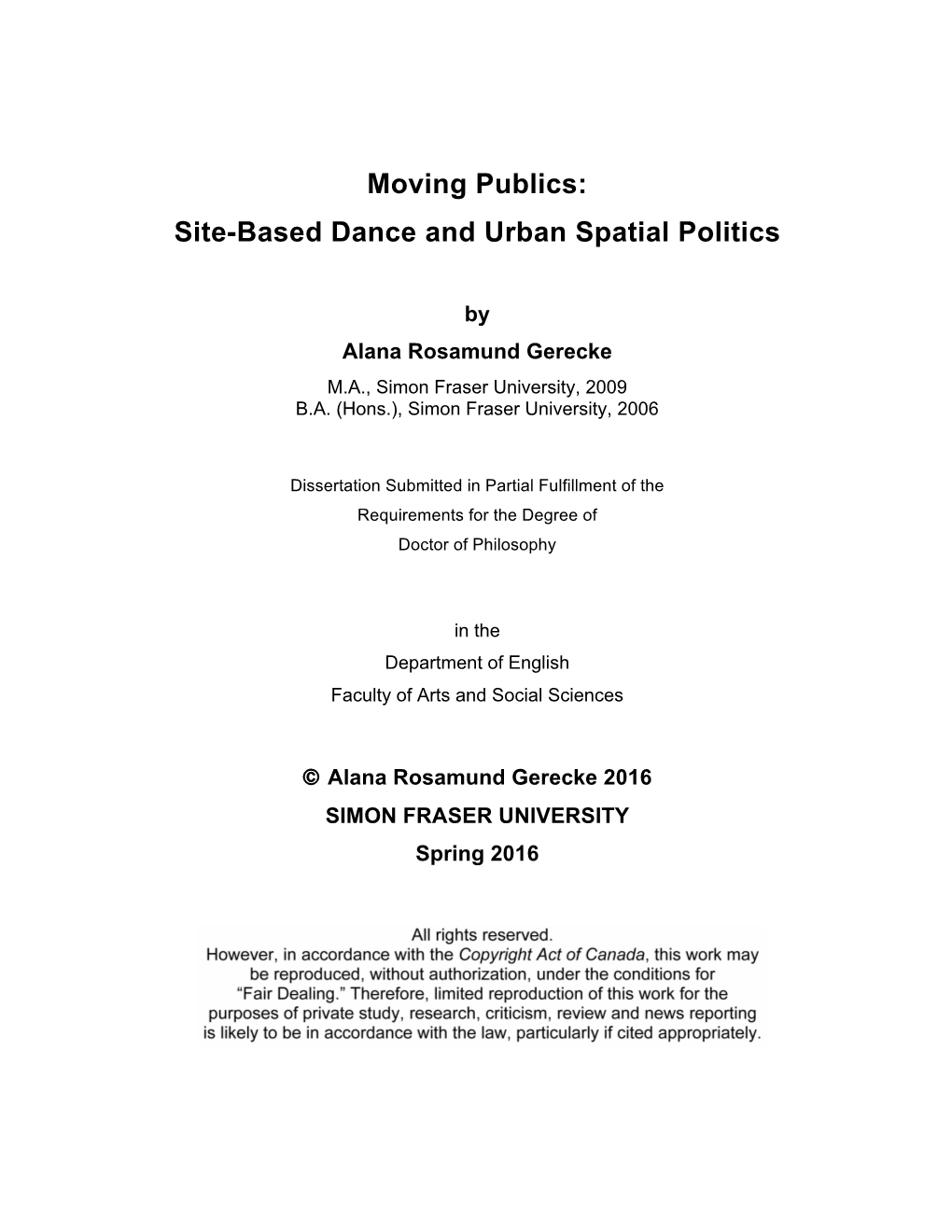Site-Based Dance and Urban Spatial Politics