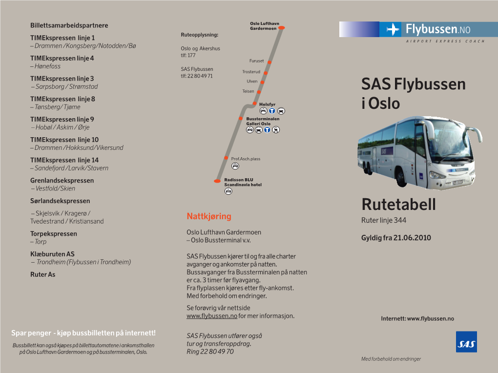 SAS Flybussen I Oslo Rutetabell