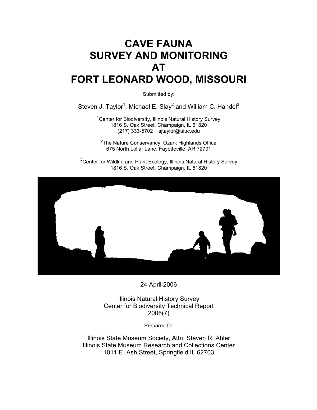 Cave Fauna Survey and Monitoring at Fort Leonard Wood, Missouri