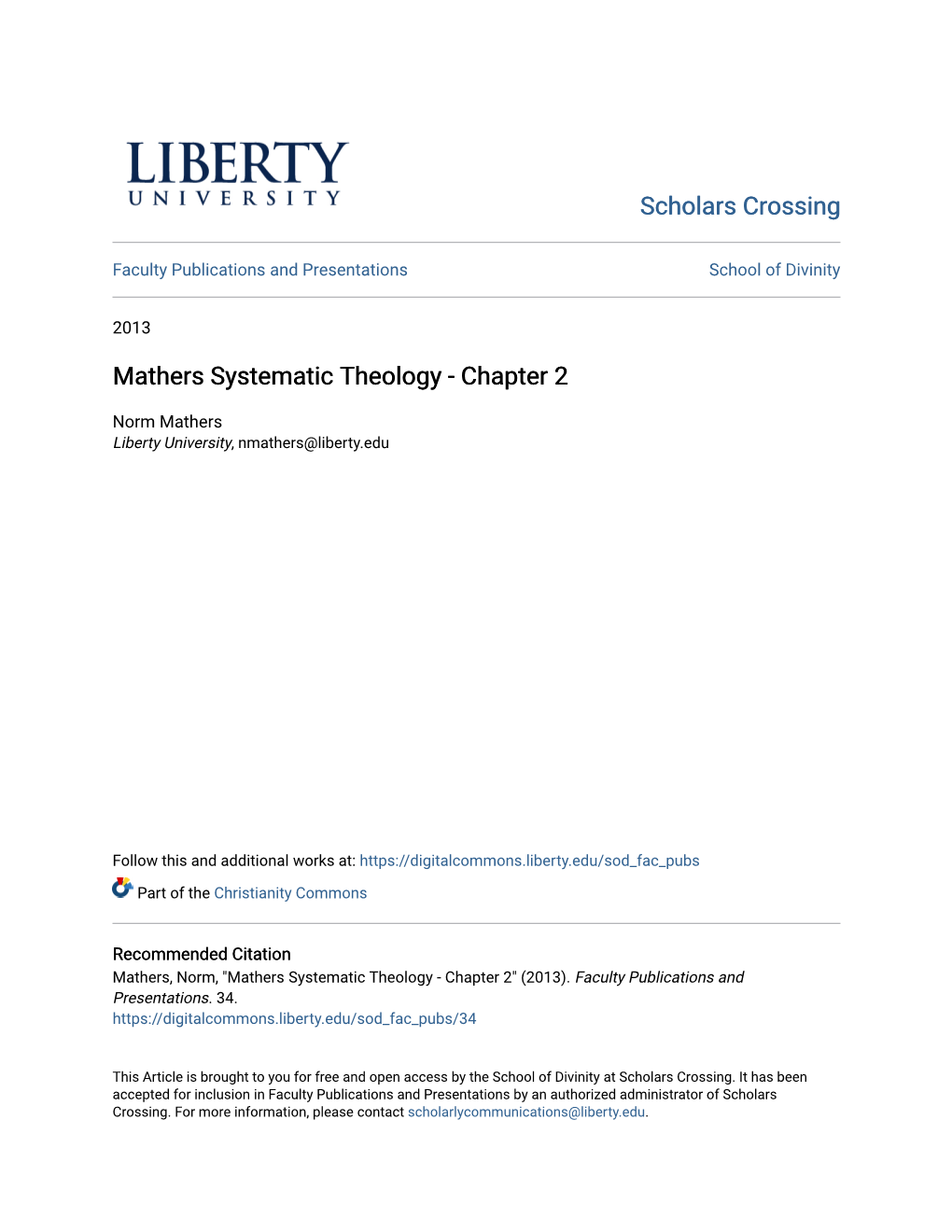 Mathers Systematic Theology - Chapter 2