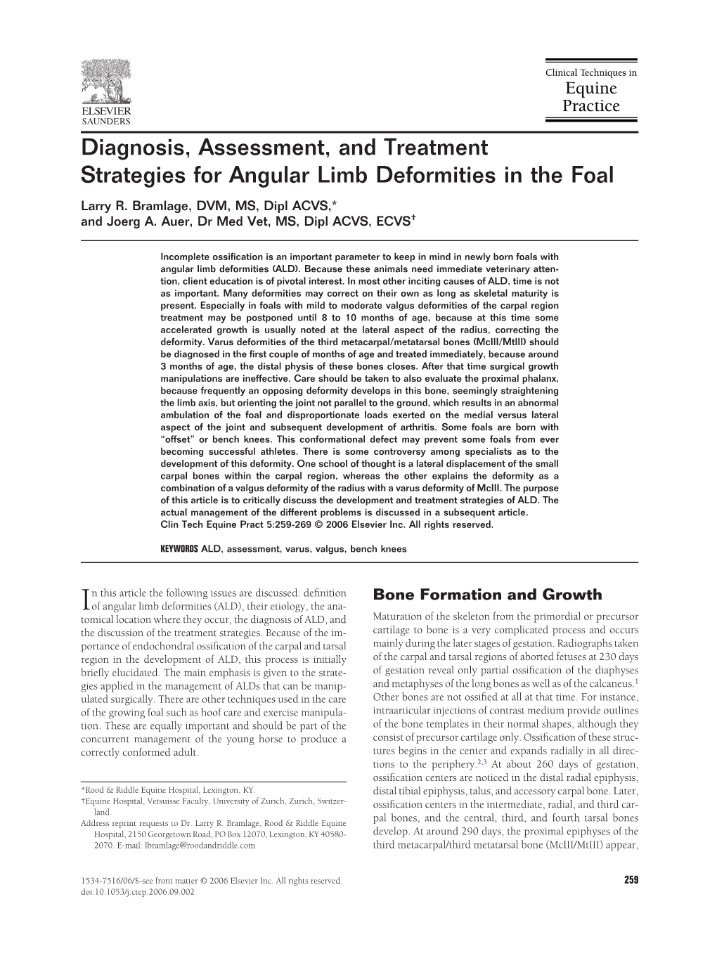 Diagnosis, Assessment, and Treatment Strategies for Angular Limb Deformities in the Foal Larry R