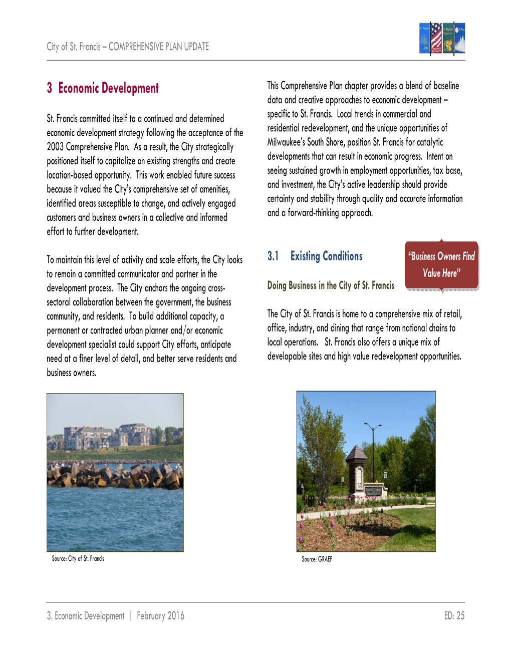 3 Economic Development This Comprehensive Plan Chapter Provides a Blend of Baseline Data and Creative Approaches to Economic Development – St