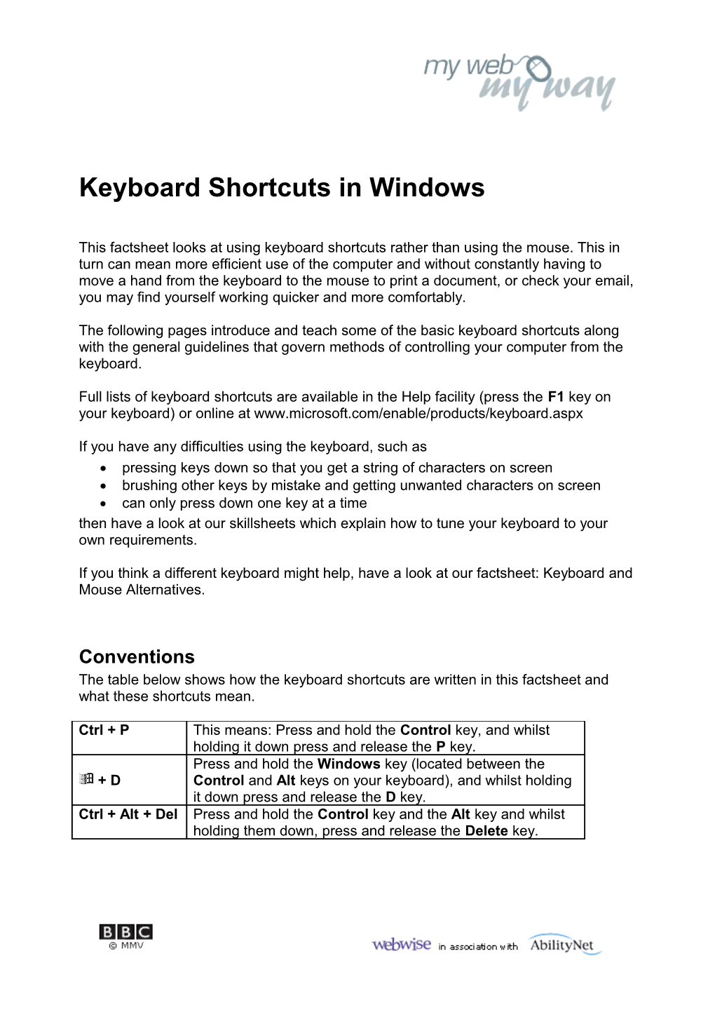 Keyboard Shortcuts in Windows