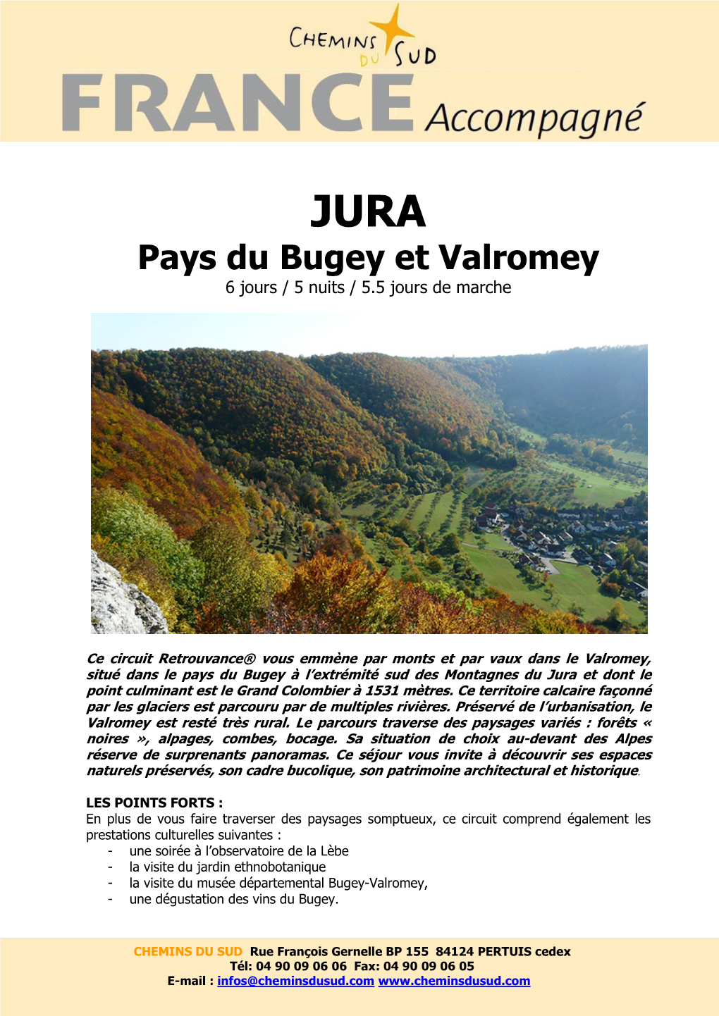 Pays Du Bugey Et Valromey 6 Jours / 5 Nuits / 5.5 Jours De Marche