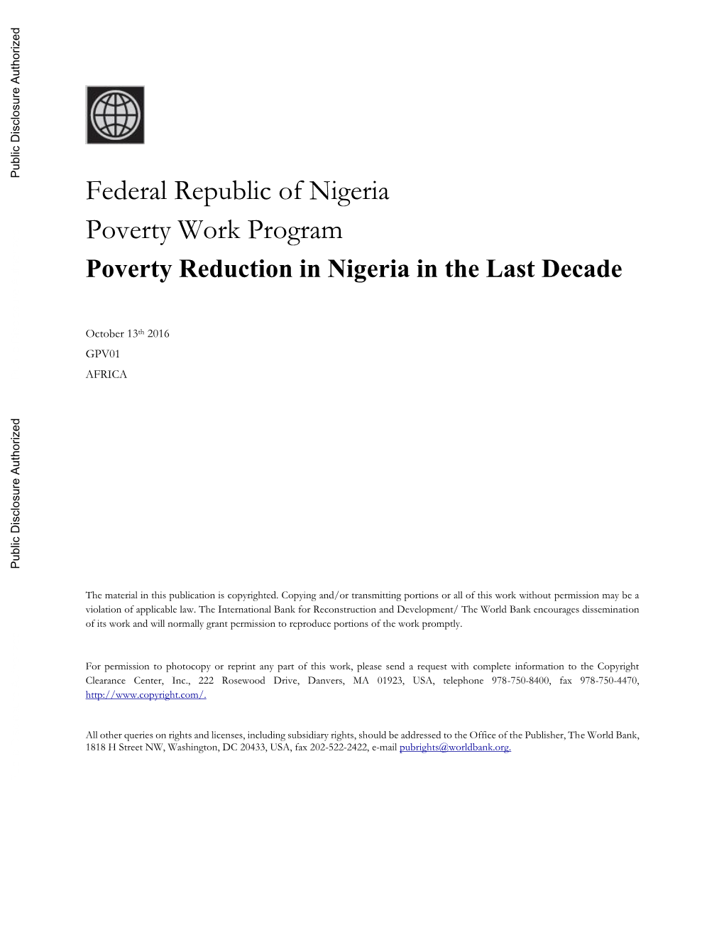 Chapter 1 : Poverty and Inequality in Nigeria