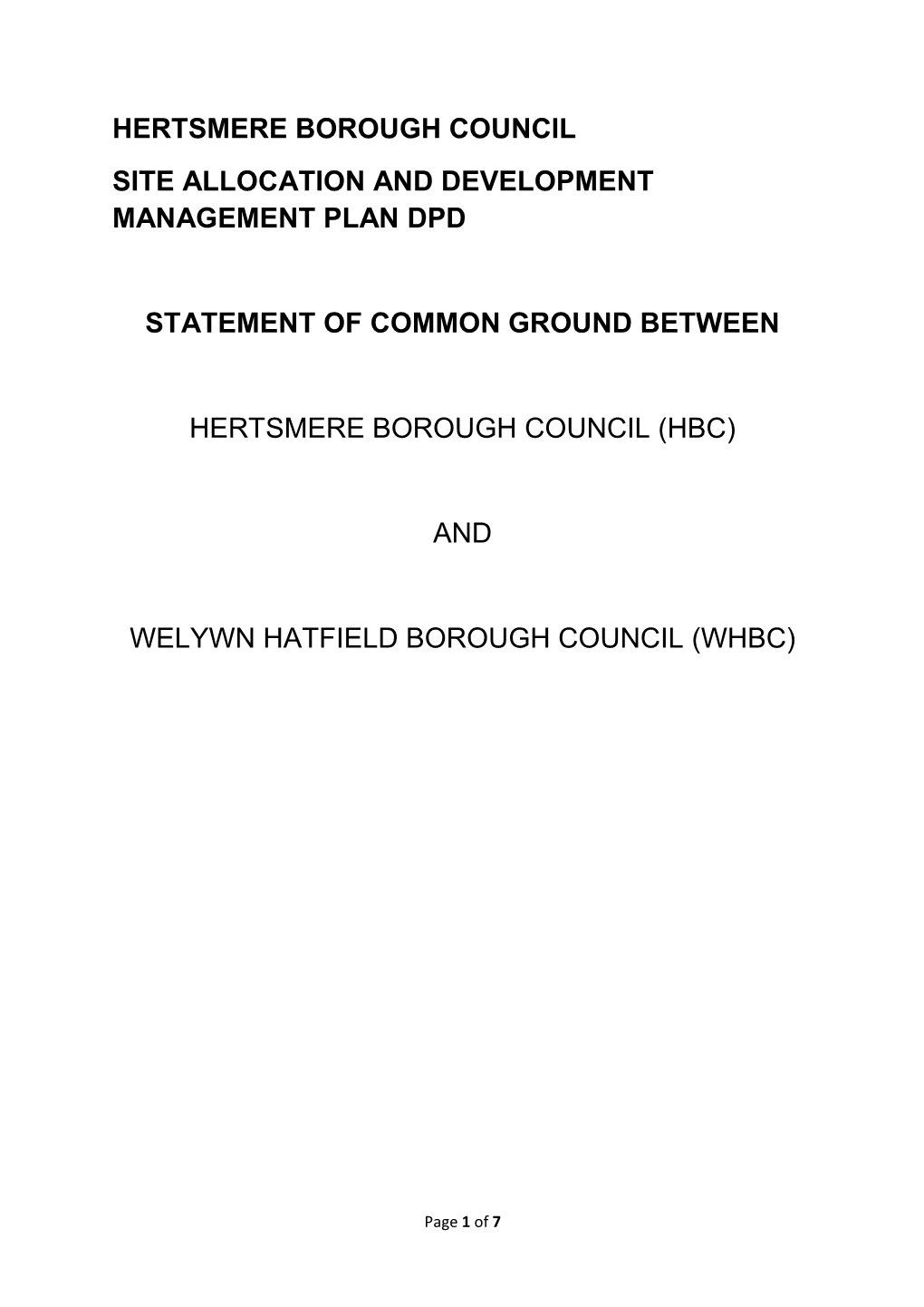 BD26 Statement of Common Ground with Welwyn Hatfield Borough Council