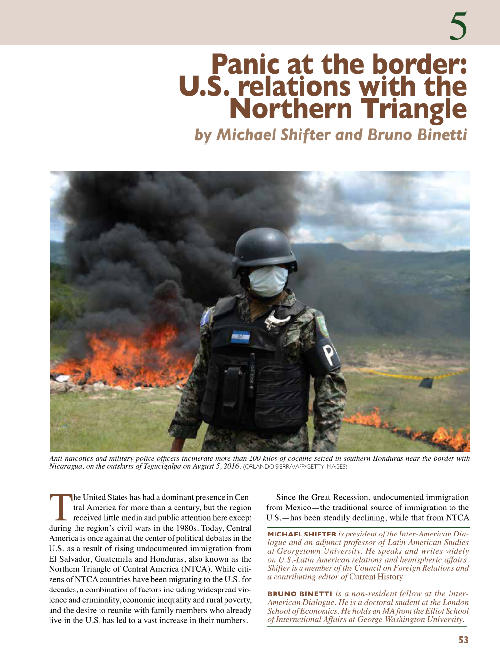Panic at the Border: U.S. Relations with the Northern Triangle by Michael Shifter and Bruno Binetti
