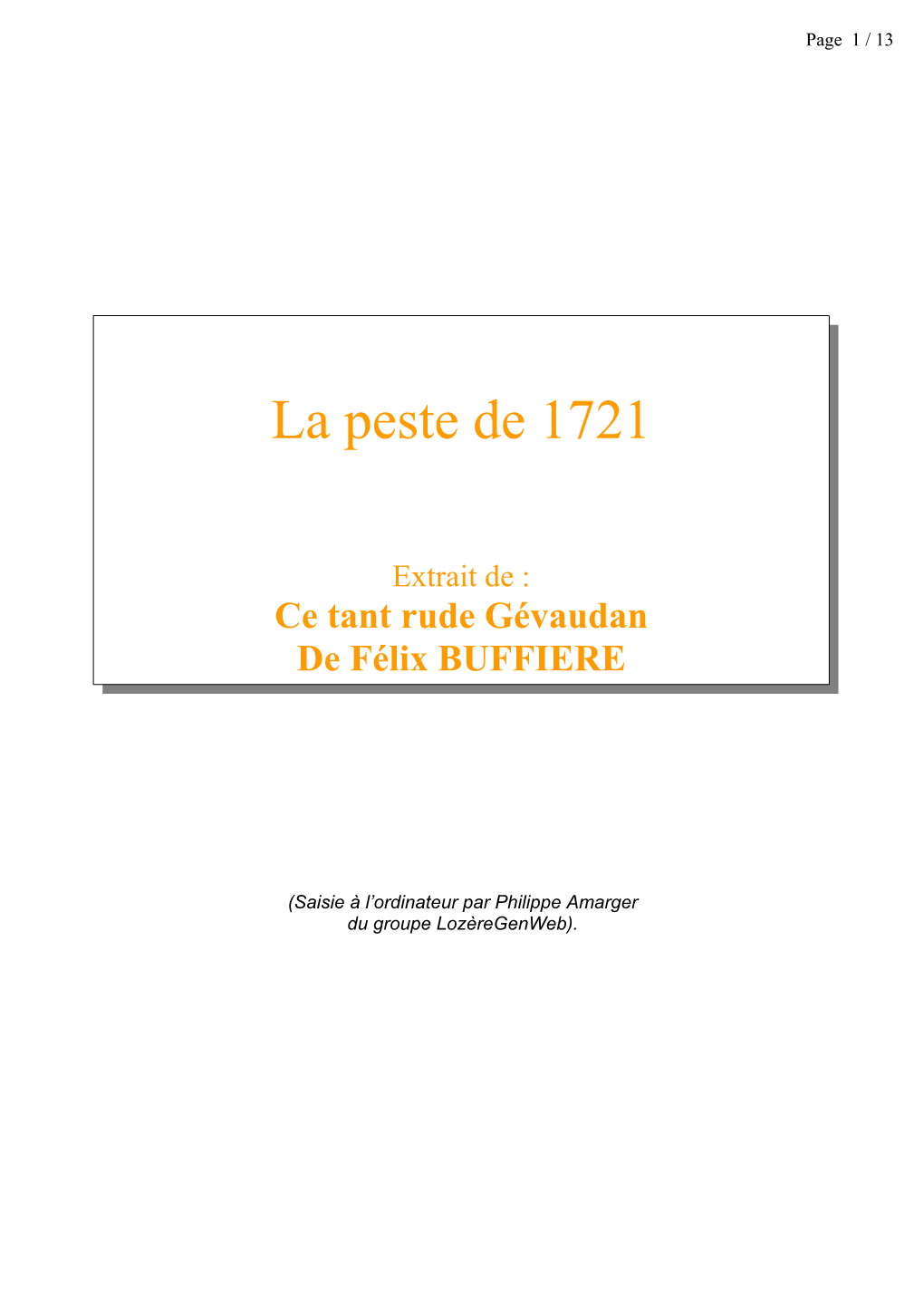 La Peste De 1721 – Le Journal De VEYRON